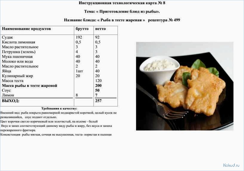 Объем приготовляемых блюд должен соответствовать. Технологическая карта блюда из рыбы жареной. Технологическая карта блюда рыба в кляре. Инструкционная карта блюда из мяса 6 класс. Технологическая карта приготовления блюд из рыбы.