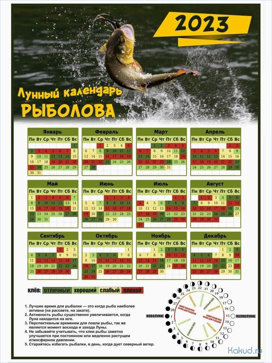 Лунный рыболовный календарь 2023 год